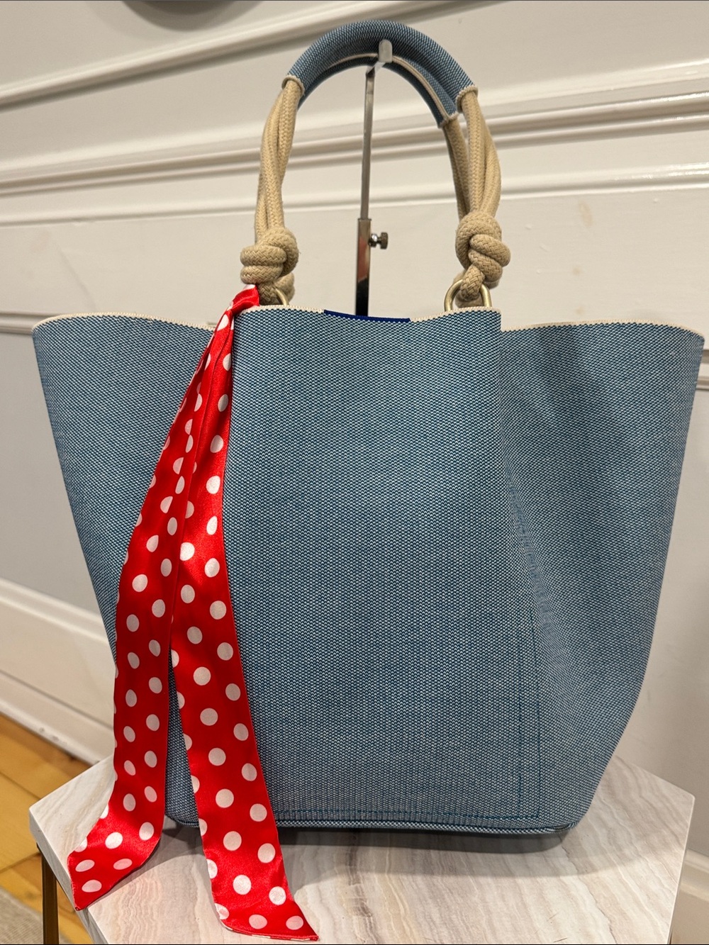Rothy's Bag Large Indigo Blue Sky Rope Tote Knit Bag - Picture 4 of 17